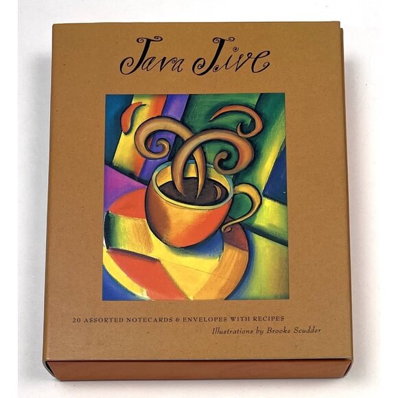 JAVA JIVE 17 Assorted Notecards & Envelopes w/ Recipes Brooke Scudder Gift Works - Picture 1 of 4